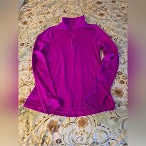 Under Armour Magenta Quarter Zip Top Long Slv Sz Small